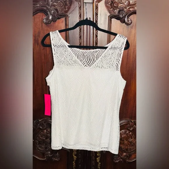 NWT Lilly Pulitzer White Lace Ruffle Janine Tank Top - Picture 4 of 7